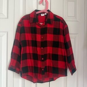 GAP Kids Red and Black Checkered Button Down Shirt
